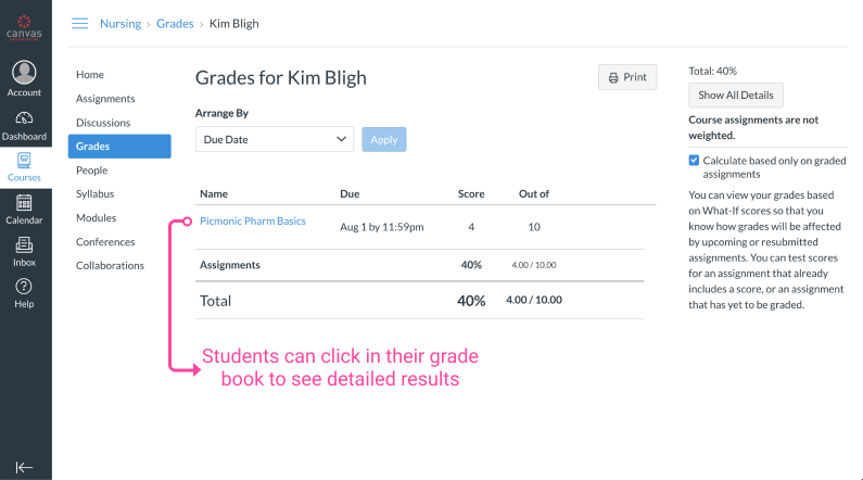 canvas student grades